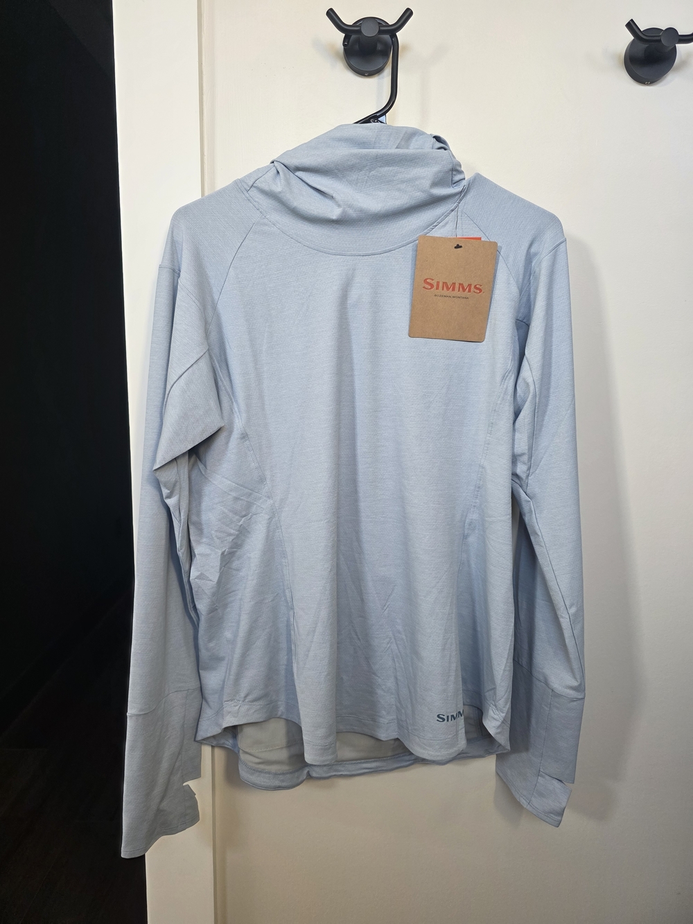 Simms Womens Light Blue Hooded Long-Sleeve Performance Shirt